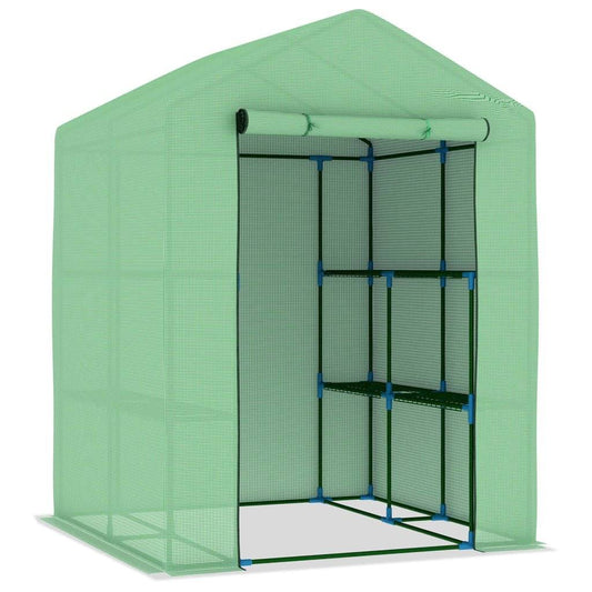 Rick Portable Plant House with Shelves Steel 143x143x195 cm