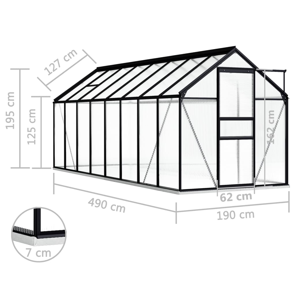 Margot Greenhouse with Base Frame Anthracite Aluminium 9.31 m²